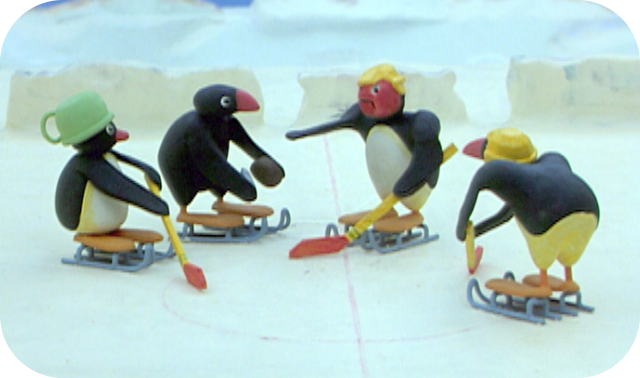 Pingu Plays Ice Hockey